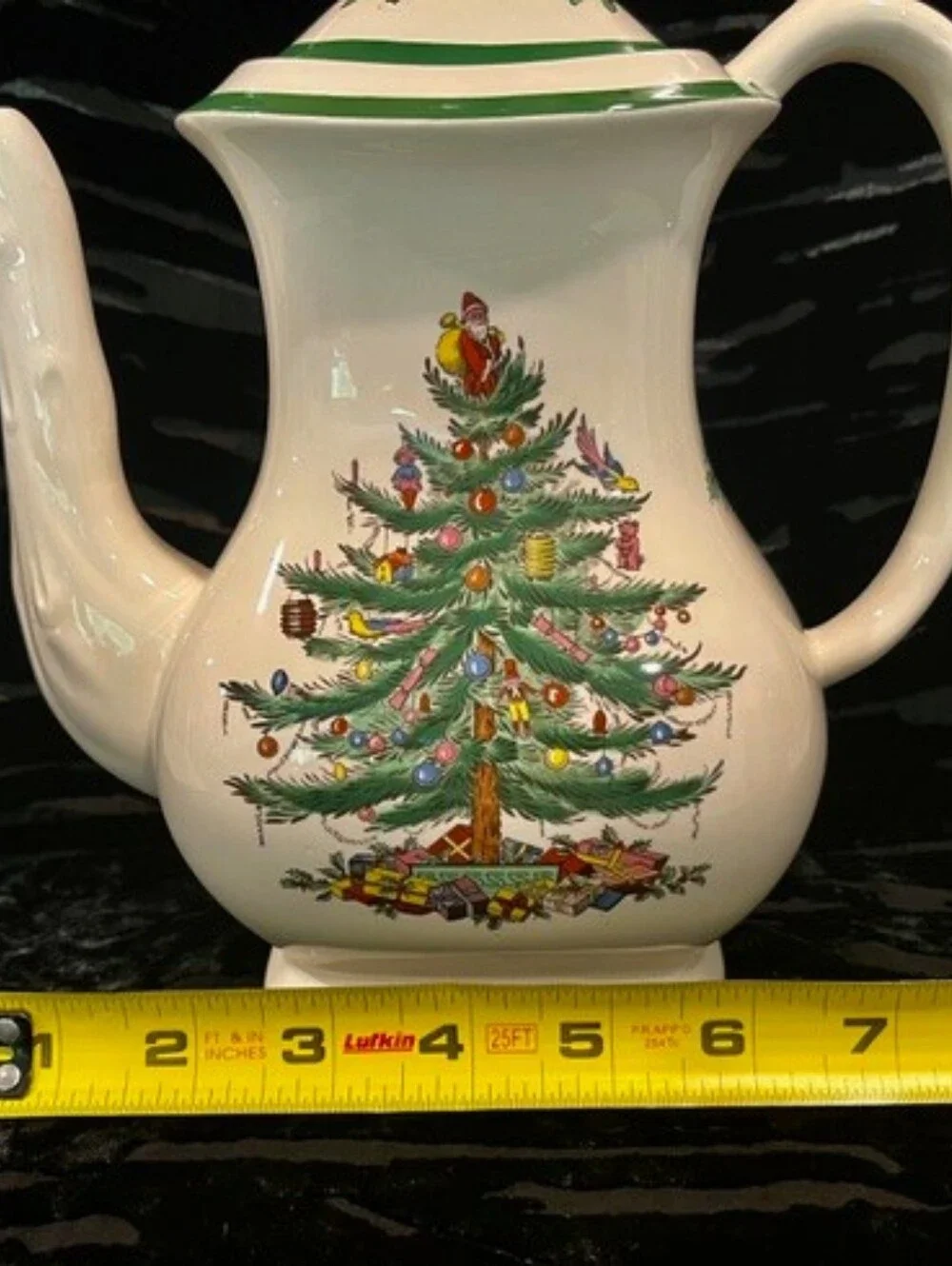 Vintage Pre-1976 Spode Christmas Tree Imperialware Coffee Pot with Acorn Lid
